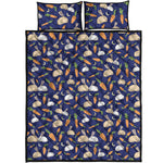 Carrot And Rabbit Pattern Print Quilt Bed Set