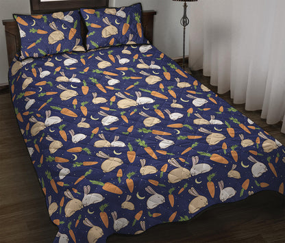 Carrot And Rabbit Pattern Print Quilt Bed Set