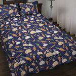 Carrot And Rabbit Pattern Print Quilt Bed Set