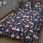 Carrot And Rabbit Pattern Print Quilt Bed Set