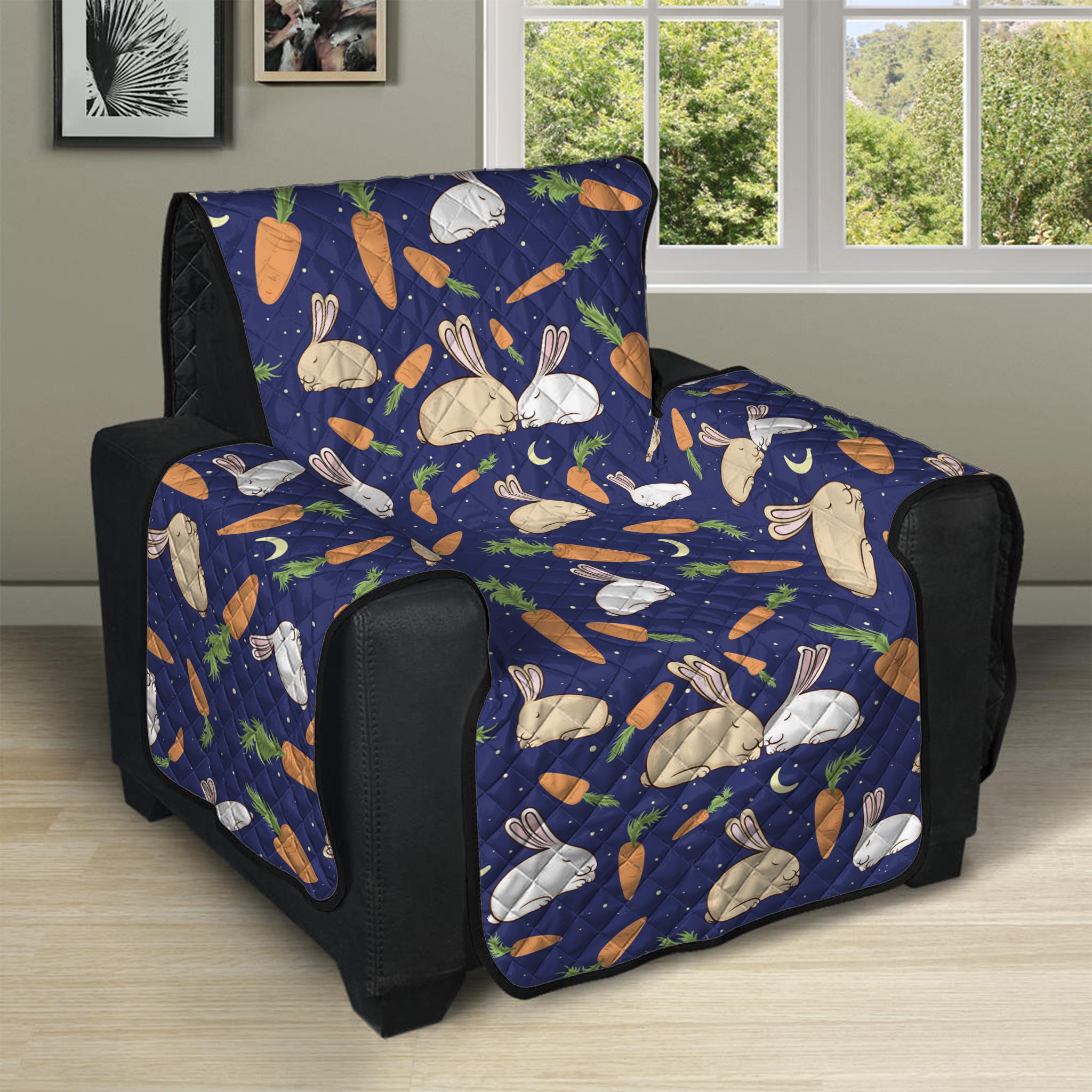 Carrot And Rabbit Pattern Print Recliner Protector