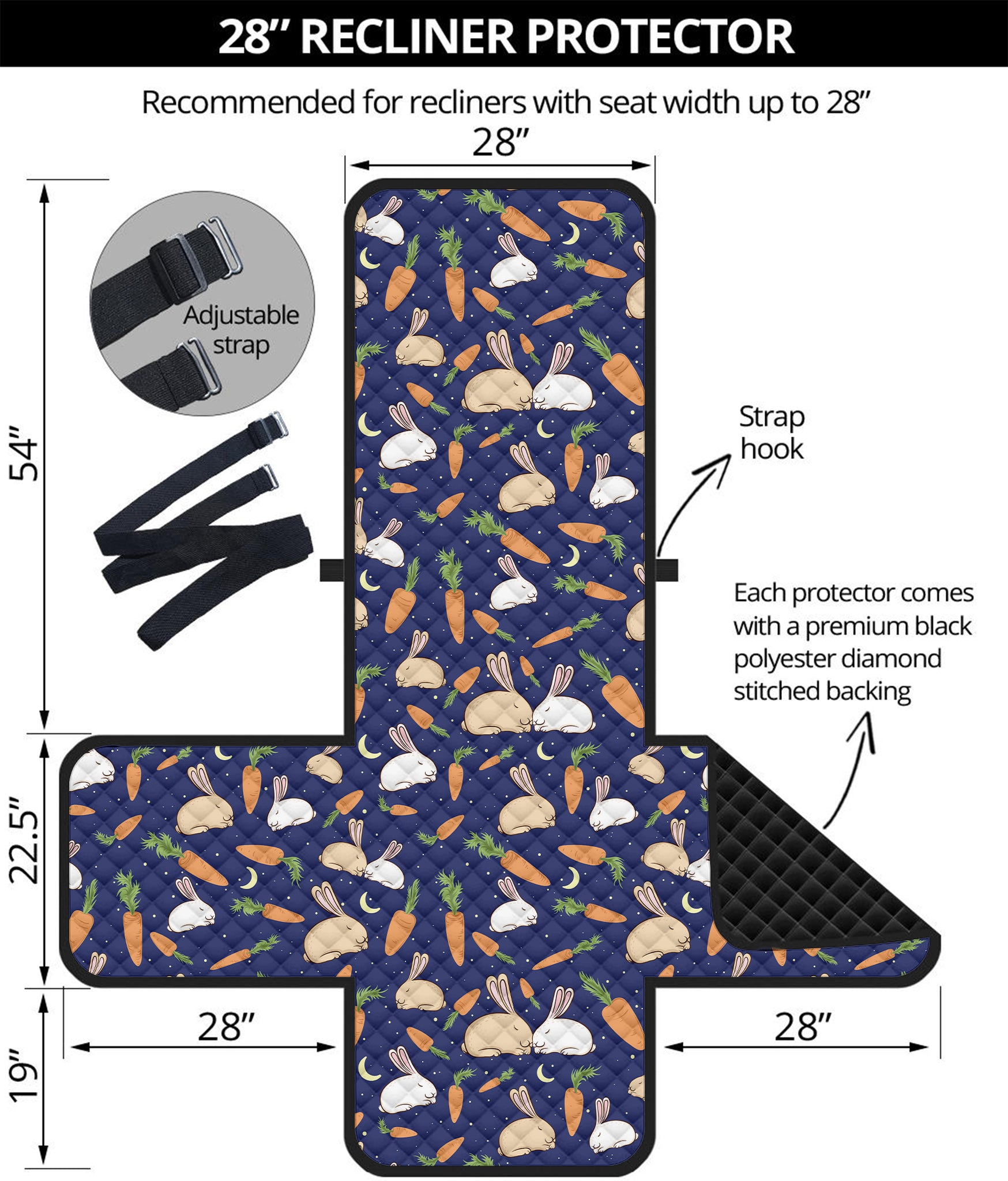 Carrot And Rabbit Pattern Print Recliner Protector