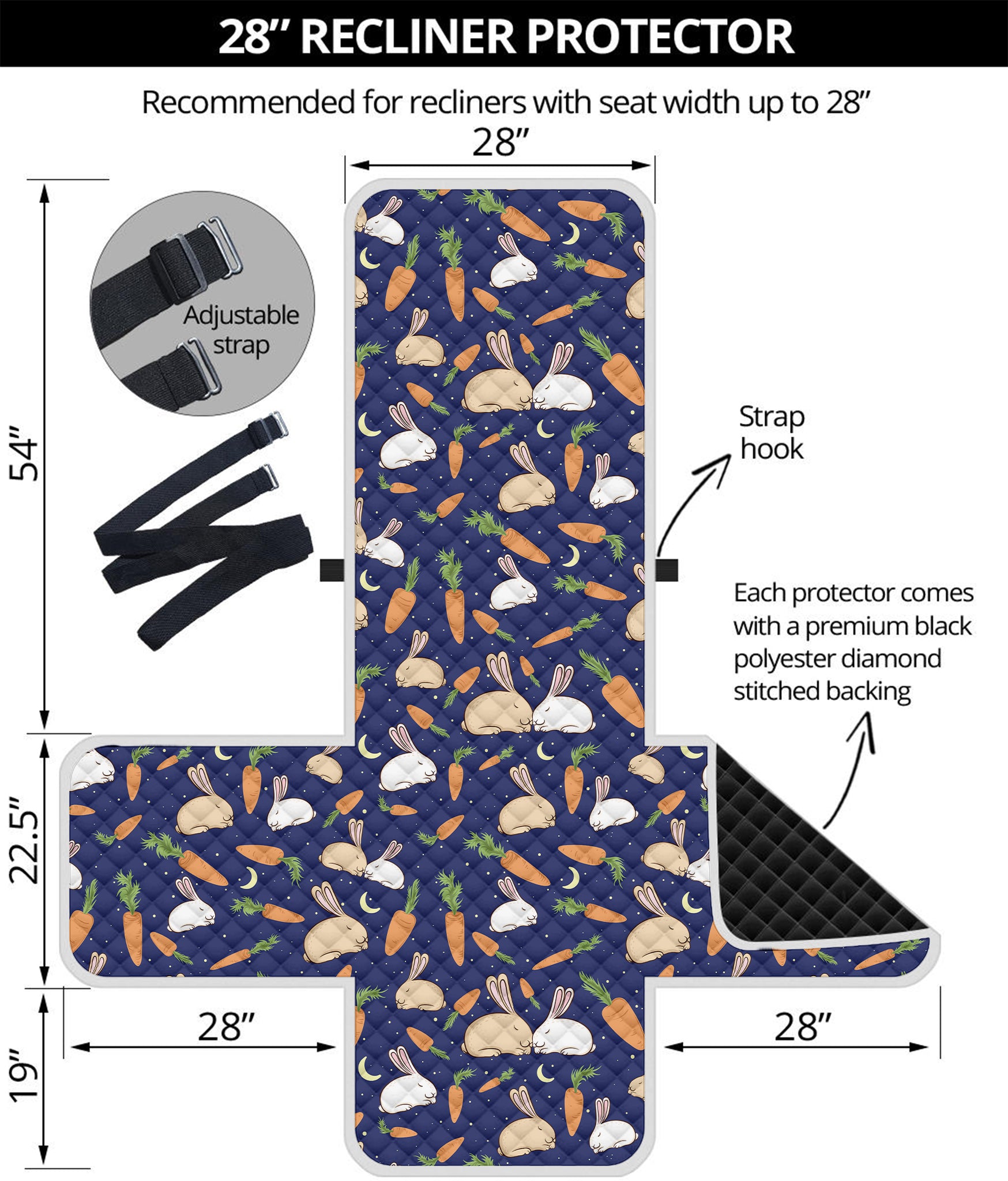 Carrot And Rabbit Pattern Print Recliner Protector