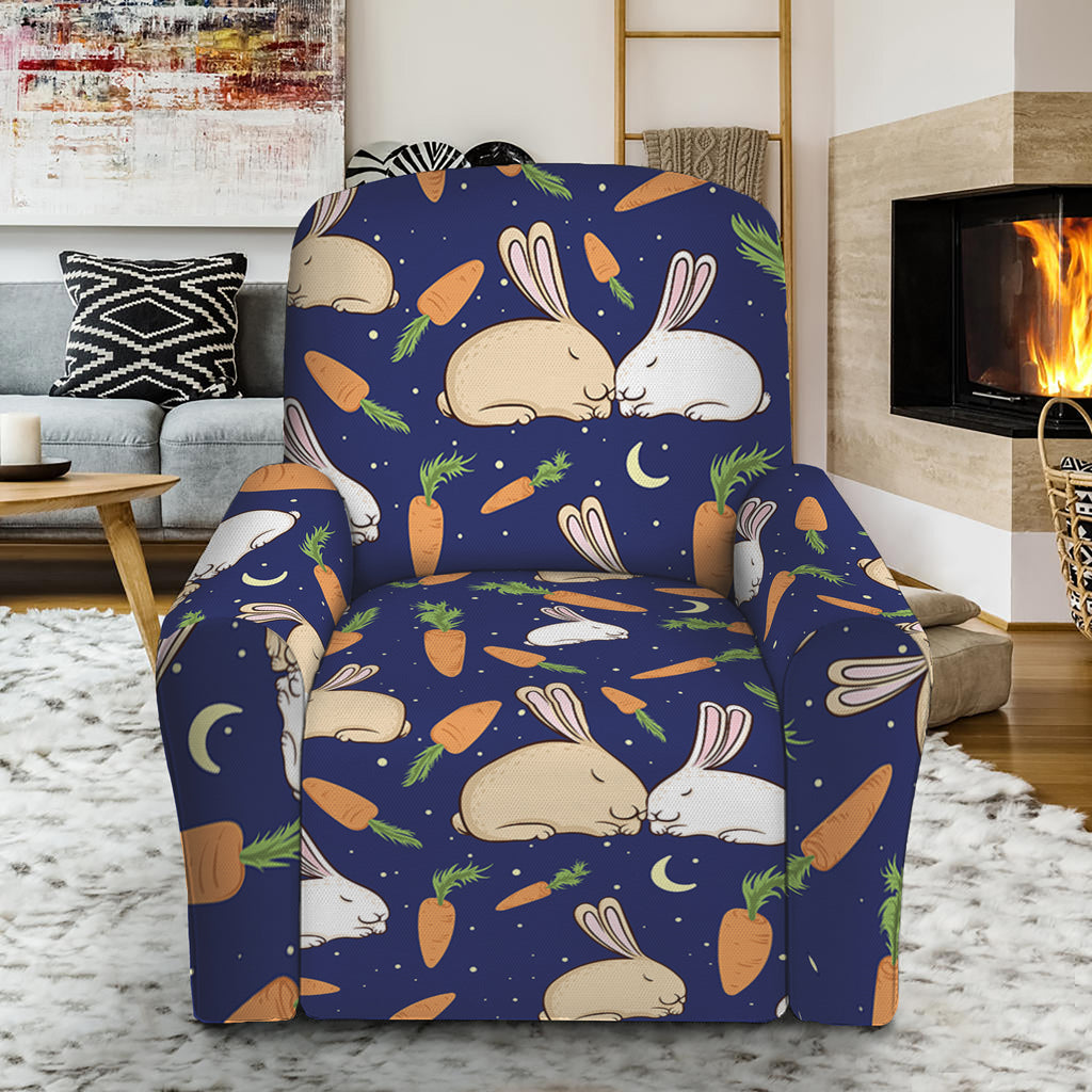 Carrot And Rabbit Pattern Print Recliner Slipcover