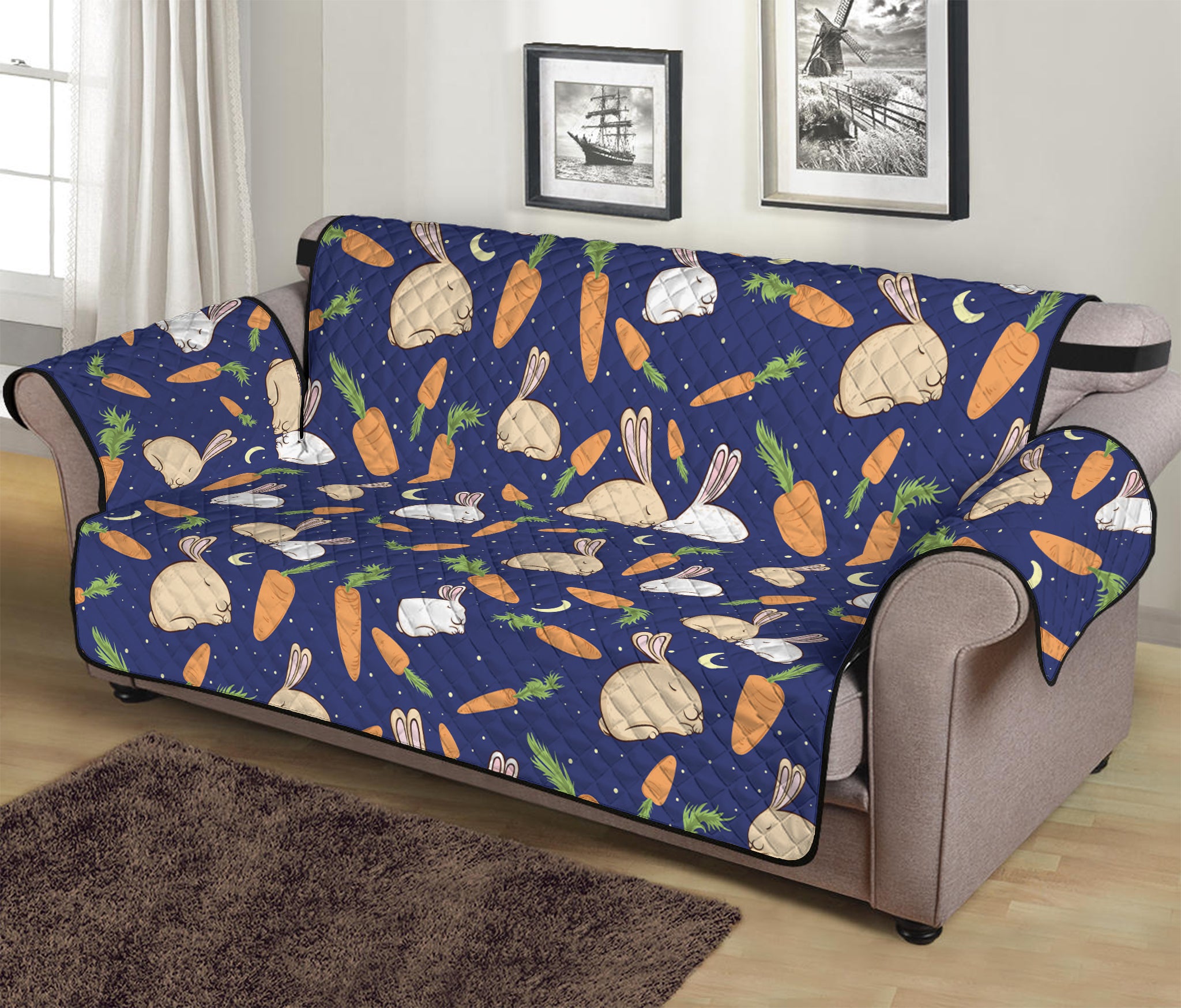 Carrot And Rabbit Pattern Print Sofa Protector