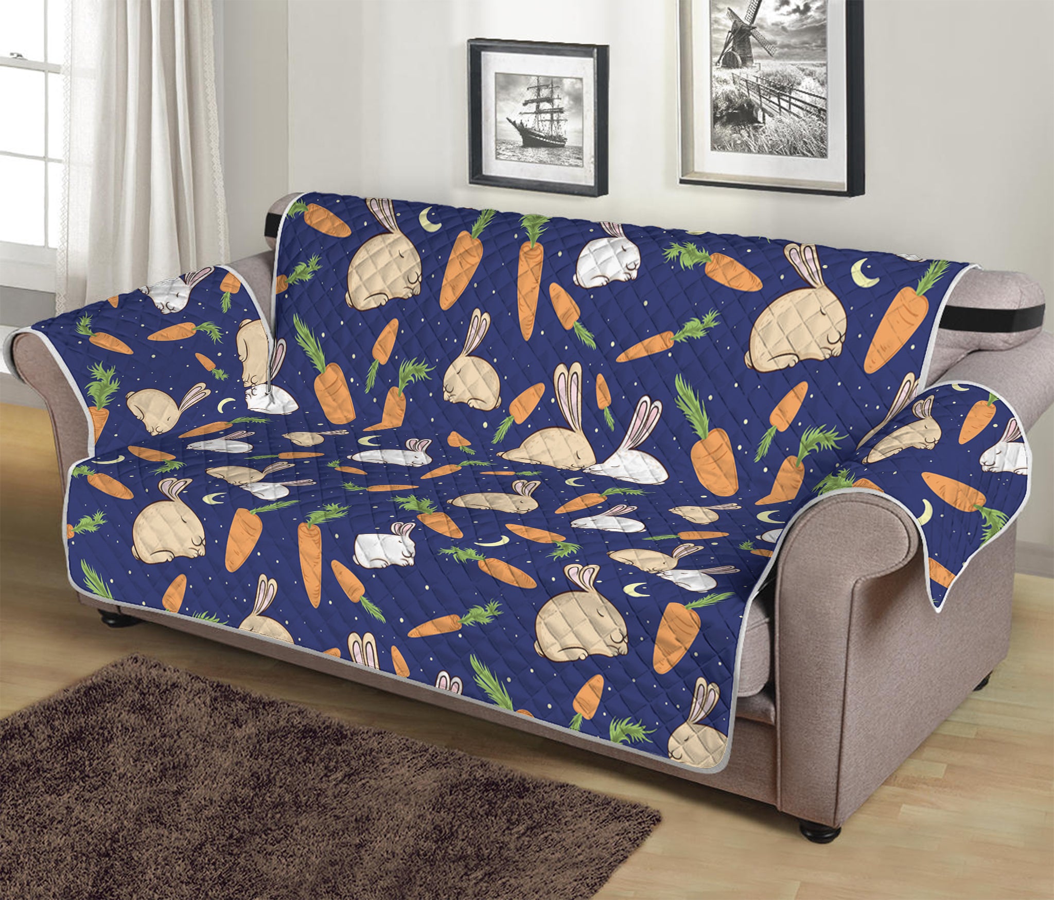 Carrot And Rabbit Pattern Print Sofa Protector