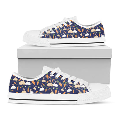 Carrot And Rabbit Pattern Print White Low Top Shoes