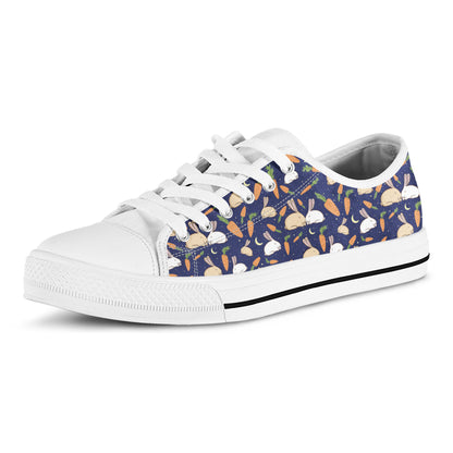 Carrot And Rabbit Pattern Print White Low Top Shoes