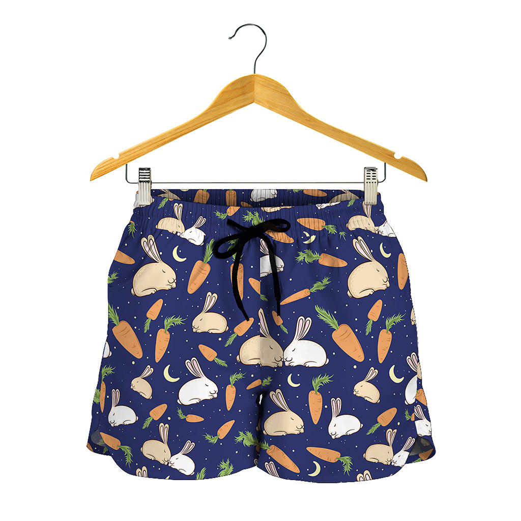 Carrot And Rabbit Pattern Print Women's Shorts