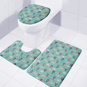 Cartoon Air Balloon Pattern Print 3 Piece Bath Mat Set