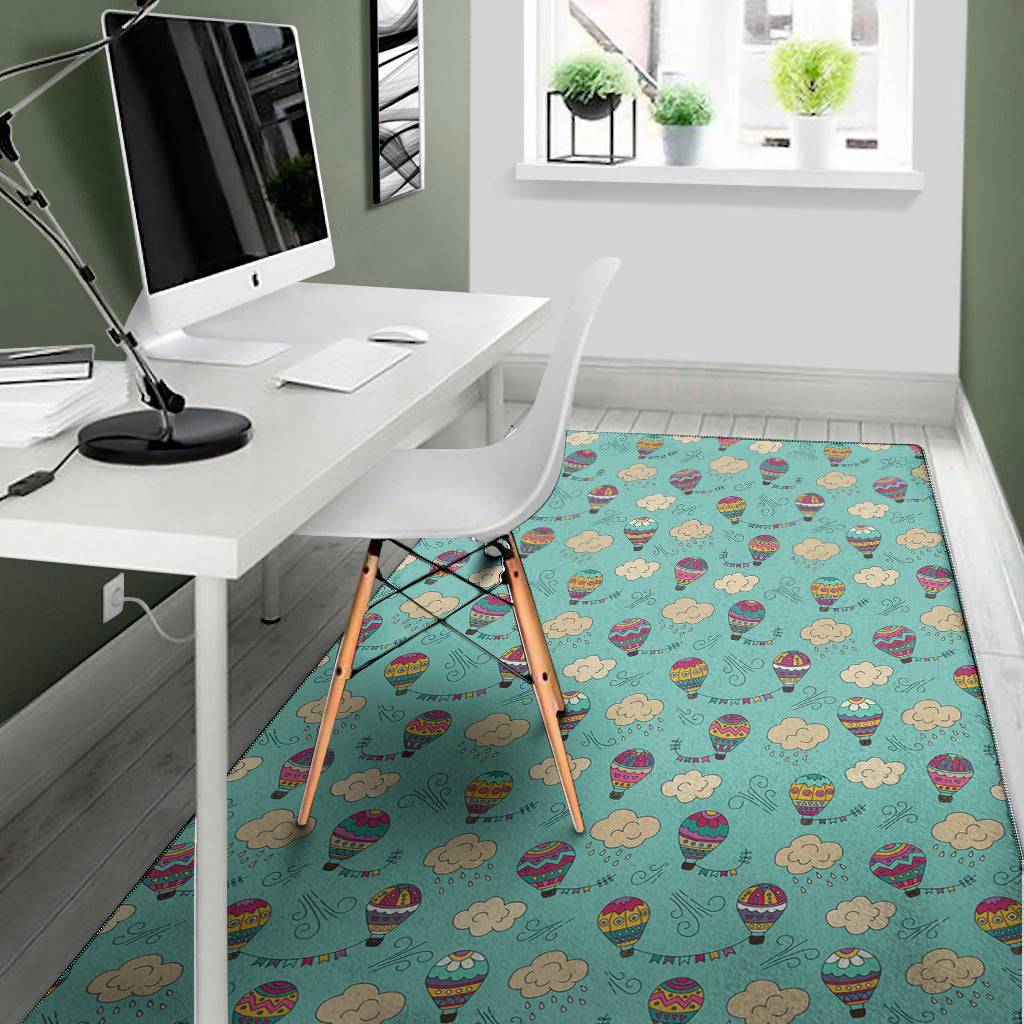 Cartoon Air Balloon Pattern Print Area Rug