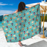 Cartoon Air Balloon Pattern Print Beach Sarong Wrap
