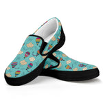 Cartoon Air Balloon Pattern Print Black Slip On Shoes