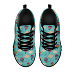 Cartoon Air Balloon Pattern Print Black Sneakers