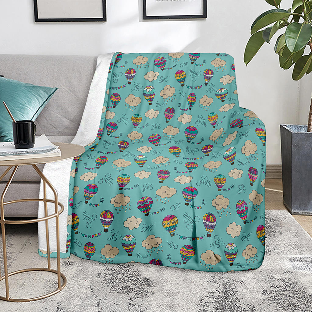 Cartoon Air Balloon Pattern Print Blanket