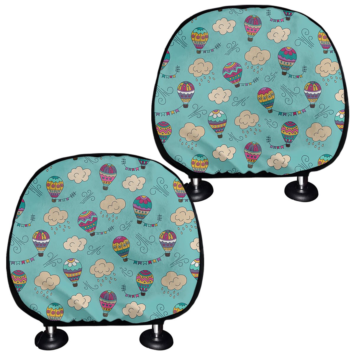 Cartoon Air Balloon Pattern Print Car Headrest Covers