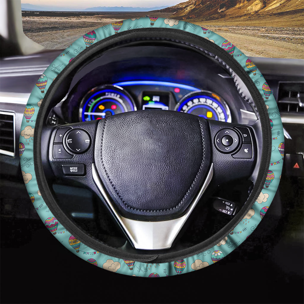 Cartoon Air Balloon Pattern Print Car Steering Wheel Cover