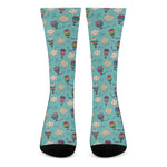 Cartoon Air Balloon Pattern Print Crew Socks