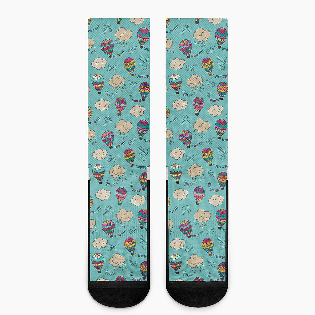 Cartoon Air Balloon Pattern Print Crew Socks