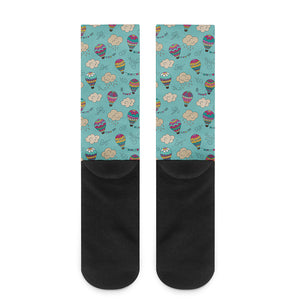 Cartoon Air Balloon Pattern Print Crew Socks