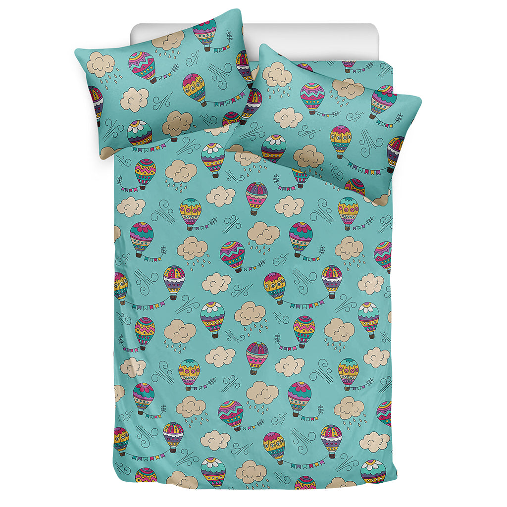 Cartoon Air Balloon Pattern Print Duvet Cover Bedding Set