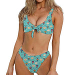 Cartoon Air Balloon Pattern Print Front Bow Tie Bikini