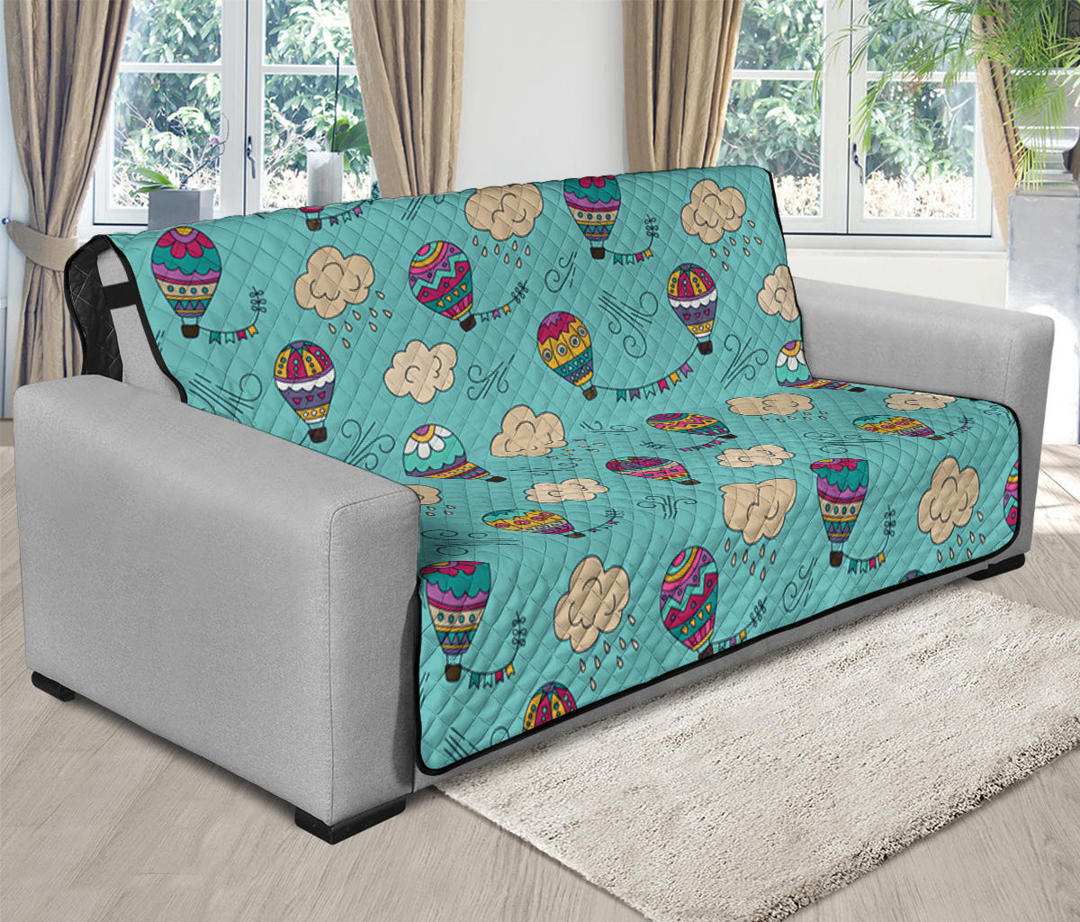 Cartoon Air Balloon Pattern Print Futon Protector