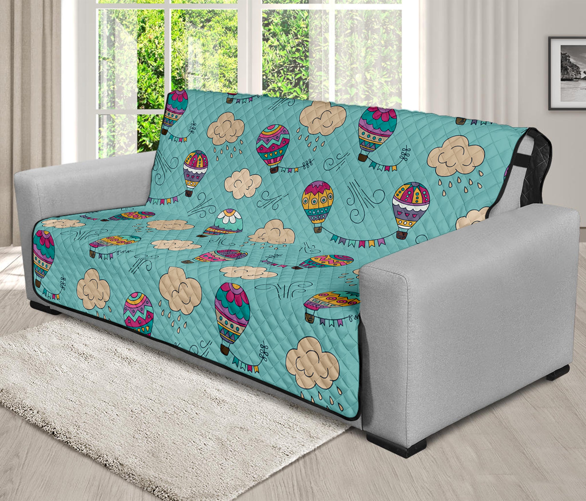 Cartoon Air Balloon Pattern Print Futon Protector