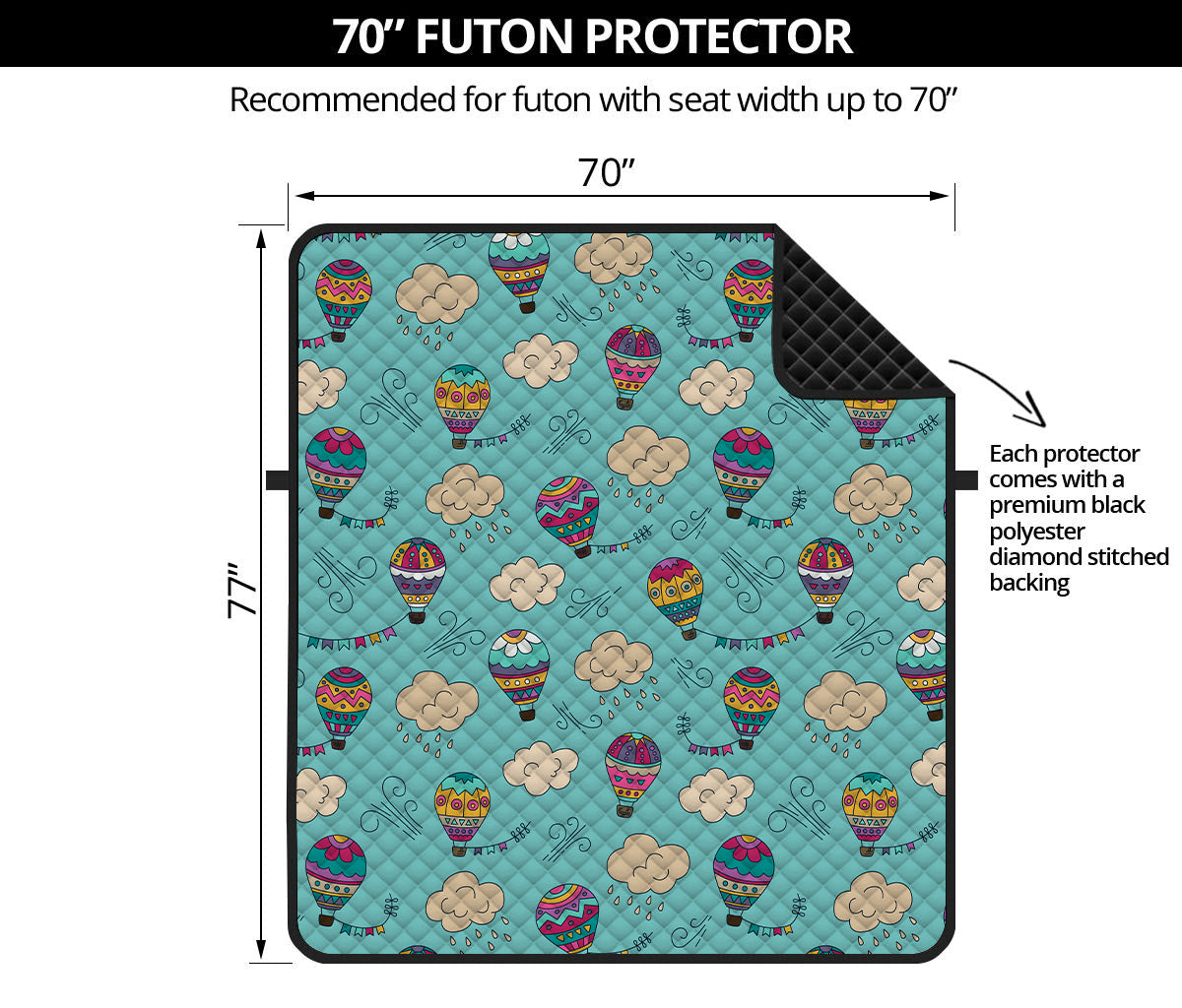 Cartoon Air Balloon Pattern Print Futon Protector