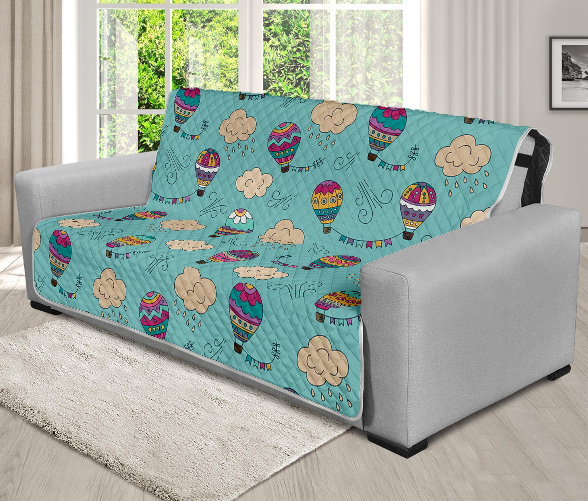 Cartoon Air Balloon Pattern Print Futon Protector