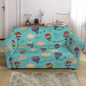 Cartoon Air Balloon Pattern Print Loveseat Slipcover