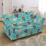 Cartoon Air Balloon Pattern Print Loveseat Slipcover