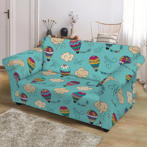 Cartoon Air Balloon Pattern Print Loveseat Slipcover