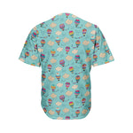 Cartoon Air Balloon Pattern Print Men's Baseball Jersey