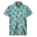 Cartoon Air Balloon Pattern Print Men's Short Sleeve Shirt