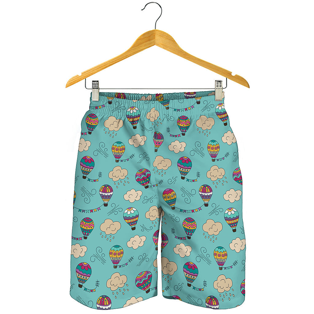 Cartoon Air Balloon Pattern Print Men's Shorts