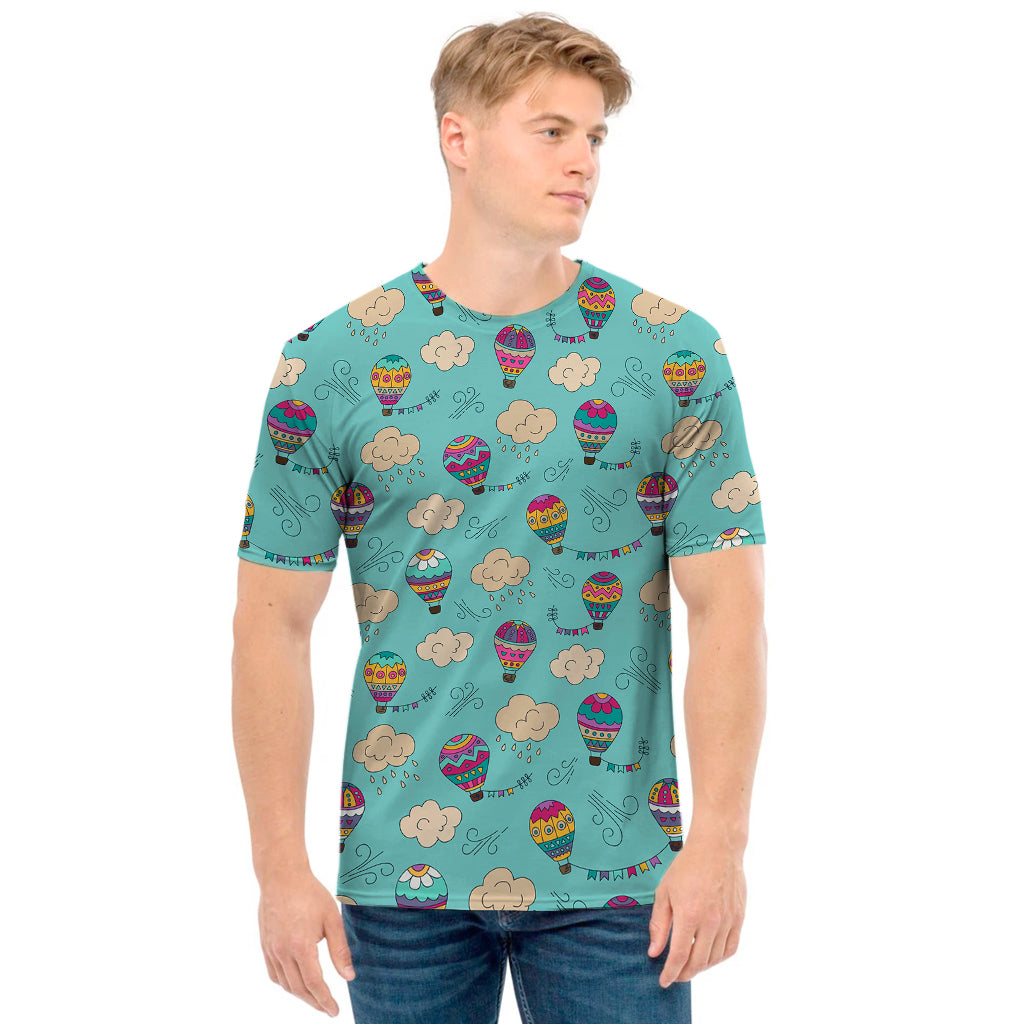 Cartoon Air Balloon Pattern Print Men's T-Shirt