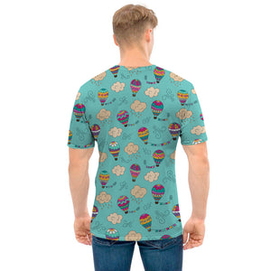 Cartoon Air Balloon Pattern Print Men's T-Shirt