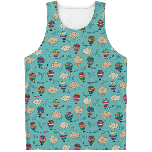 Cartoon Air Balloon Pattern Print Men's Tank Top