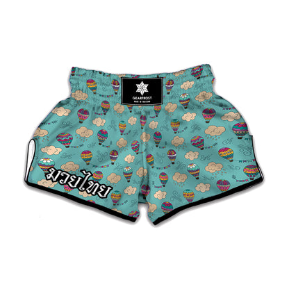Cartoon Air Balloon Pattern Print Muay Thai Boxing Shorts