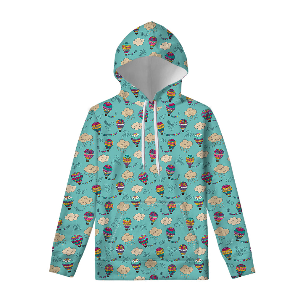 Cartoon Air Balloon Pattern Print Pullover Hoodie