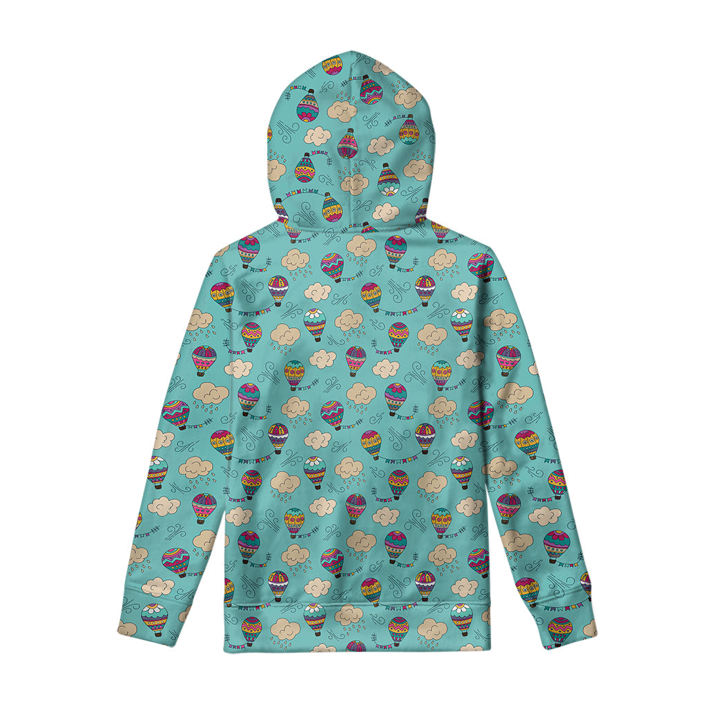 Cartoon Air Balloon Pattern Print Pullover Hoodie