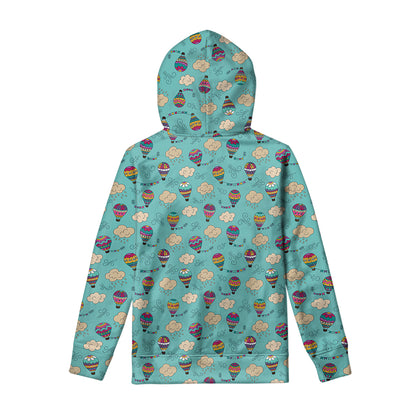 Cartoon Air Balloon Pattern Print Pullover Hoodie