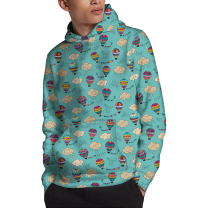 Cartoon Air Balloon Pattern Print Pullover Hoodie