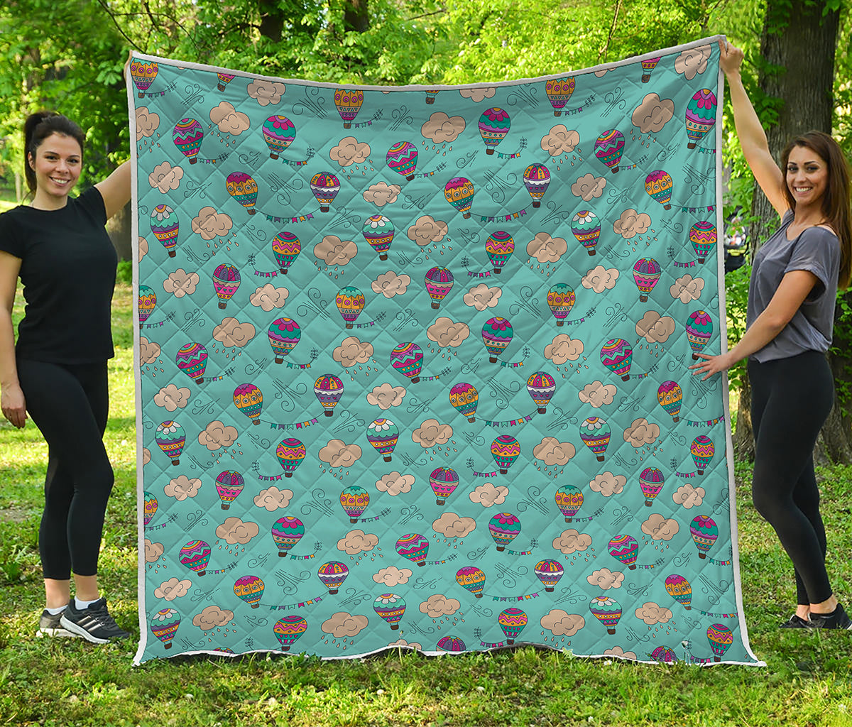 Cartoon Air Balloon Pattern Print Quilt