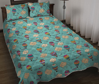 Cartoon Air Balloon Pattern Print Quilt Bed Set