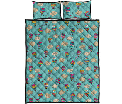 Cartoon Air Balloon Pattern Print Quilt Bed Set
