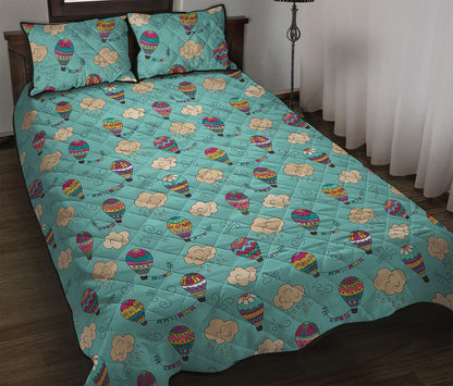 Cartoon Air Balloon Pattern Print Quilt Bed Set