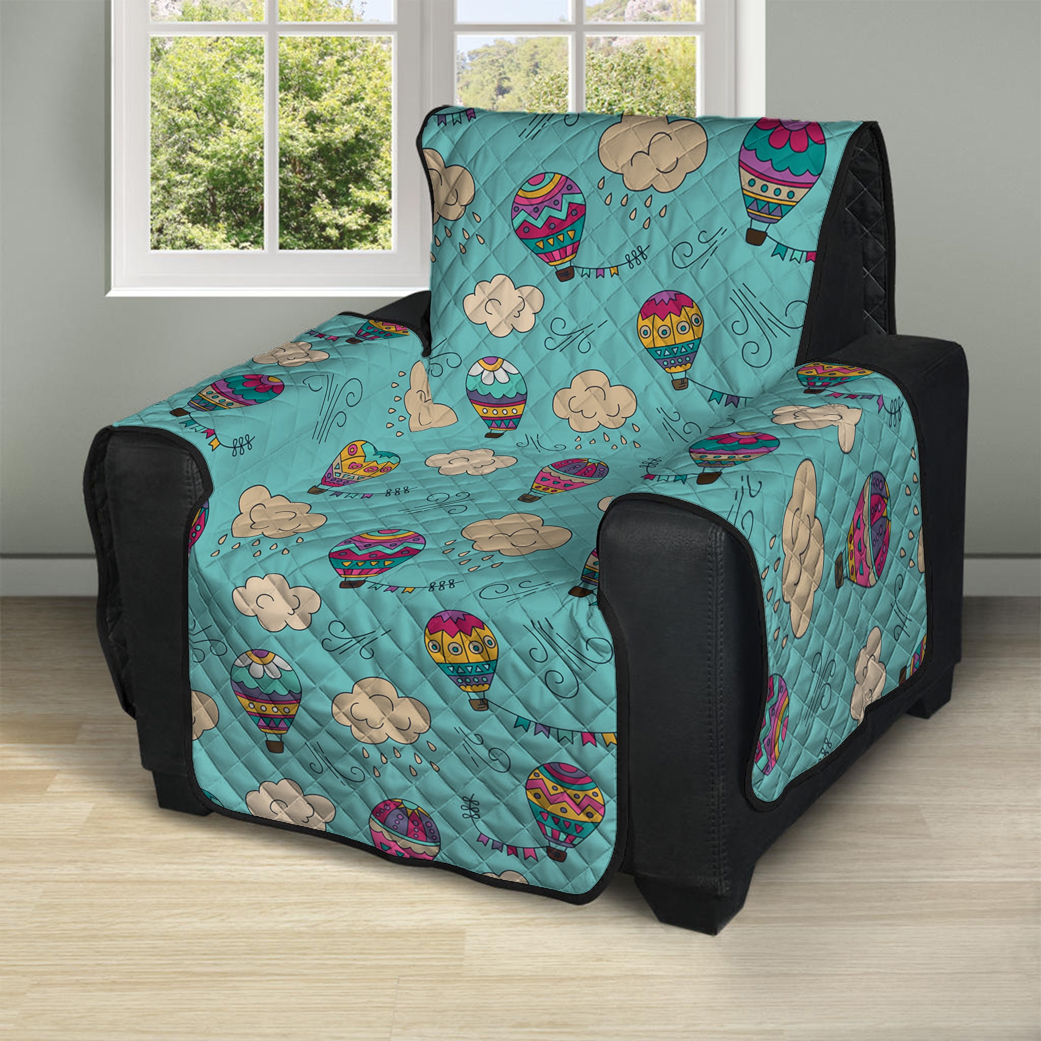 Cartoon Air Balloon Pattern Print Recliner Protector