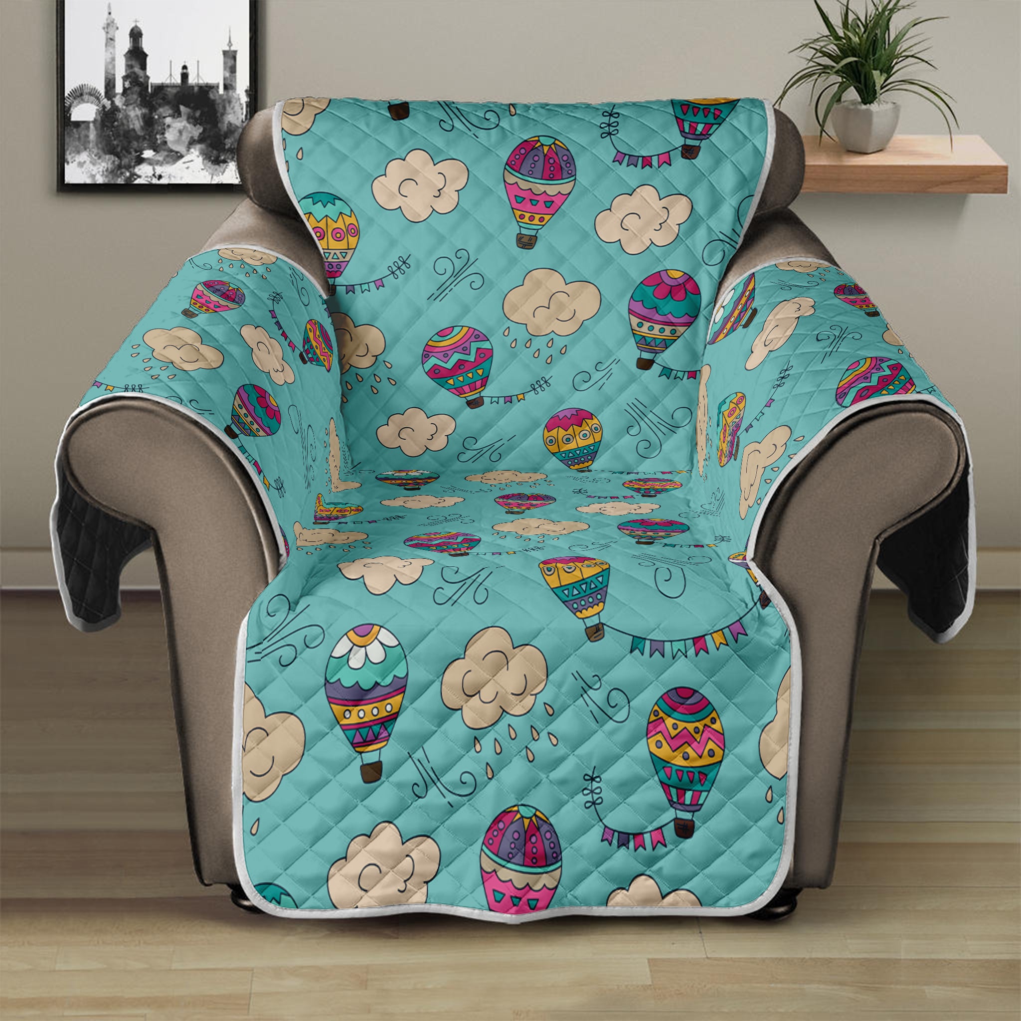 Cartoon Air Balloon Pattern Print Recliner Protector